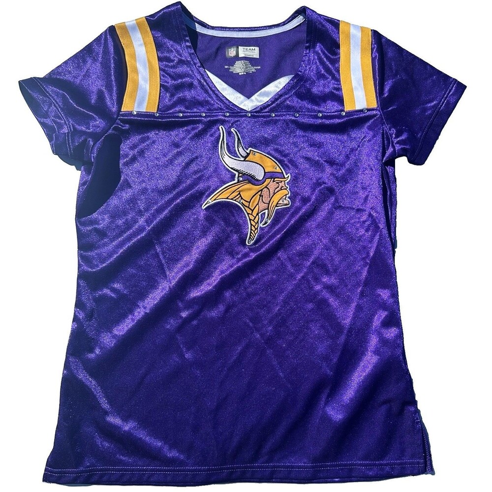 Minnesota Vikings Women’s Medium Purple Cold Shoulder Rhinestone NFL Top